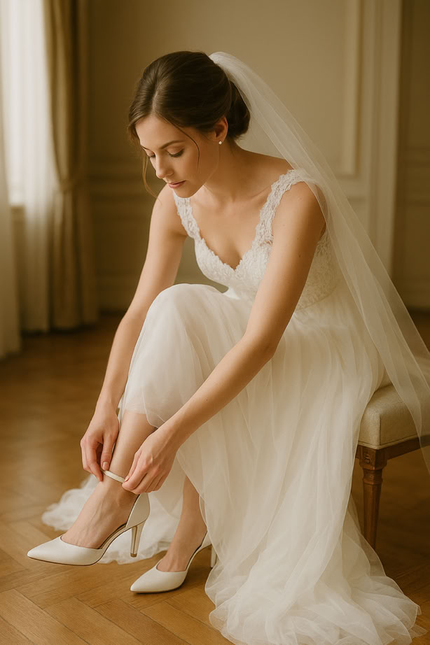 Brautschuhe anziehen Fotograf